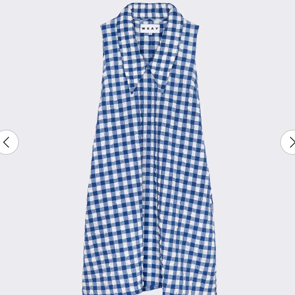 NEW WRAY Brooks Gingham Checkered Dress Blue White XS SM $245 🤩SALE🤩